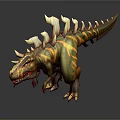 3D Dinosaur Creature With Green Yellow Body And Spiked Back Design