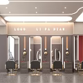 Stylish Modern Beauty Hair Salon Interior Design With Comfortable Styling Chairs And Illuminated Wall Mirrors