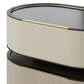 Modern Single Bed With Light And Dark Wood Nightstand And Gold Accents