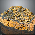 Wood Stone Material Block With Orange Black Porous Surface And Natural Texture