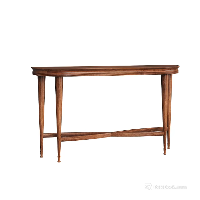 Elegant Walnut Wooden Console Table With Slim Legs And Smooth Top Surface 3d model 