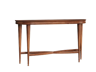 Elegant Walnut Wooden Console Table With Slim Legs And Smooth Top Surface 3d model