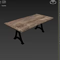 Rustic Wooden Table With Black Metal Legs Against White Textured Wall And Gray Floor