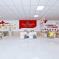 North China Service Hall Interior With Desks Chairs Display Shelves And Map