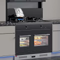 Sleek Modern Kitchen Cabinets With Black Countertop And Large Mountain View Windows