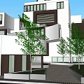 Modern Detached Villa With Glass Windows Greenery And Geometric Facade Design