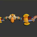 Animated Cat Game Character With Orange Fur Green Eyes And Yellow Weapons
