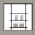 Black Metal Shelf With Red And Dark Wine Bottles In White Window Space