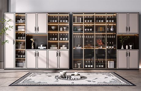 New Chinese Wine Cabinet Wine Cabinet Combination 3d model