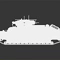 Detailed White Tank Model With Tracks And Turret On Dark Reflective Background