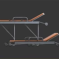 Orange Medical Stretcher with Metal Frame and Wheels for Hospital Emergency Use