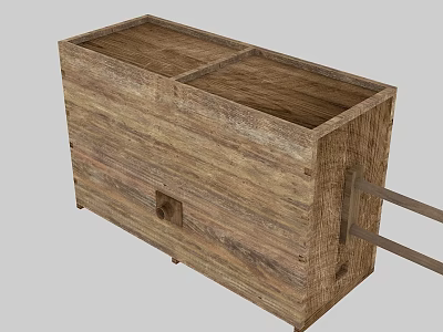 Wooden Agricultural Equipment With Double Compartment And Hand Pulled Design For Farm Seeding Tasks 3d model