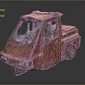 Rusty Red Small Truck Model With Vintage Metal Surface And Unique Design