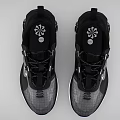 Black Gray Running Sneakers With White Logo Air Cushion Mesh Upper And Lace Up Design