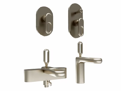 Modern Bathroom Faucets With Single Handle And Brushed Metal Finish Design 3d model