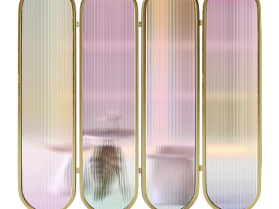 Artistic Modern Wall Decor With Golden Framed Gradient Vertical Striped Glass Panels 3d model