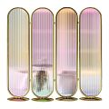 Artistic Modern Wall Decor With Golden Framed Gradient Vertical Striped Glass Panels