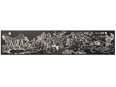Traditional Chinese Carving Artwork With Landscape And Figures 3d model