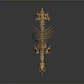 Animal Skeleton 3D Model With Anatomical Structure Orange Color And Dark Background 3d model