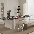 Modern Tea Table and Chairs with Marble Top in Minimalist Living Room Interior Design