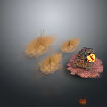 Military Battle Tank with Yellow Insignia Smoke Clouds Explosion Flames on Red Ground