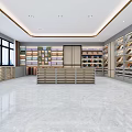 Bright Modern Fabric Sample Showroom With Display Shelves And Discussion Area