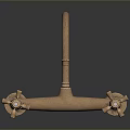 Vintage Copper Faucet With Curved Spout And Cross Handles Design