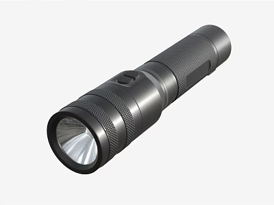 Black Metal Flashlight With Textured Grip Portable Design And Bright LED Light 3d model
