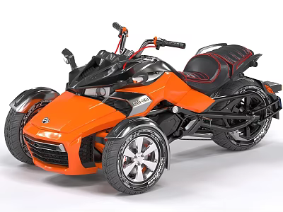 Sporty Orange And Black Three Wheeled Motorcycle With Black Seat And Modern Design 3d model