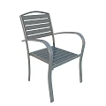 Durable Modern Metal Outdoor Chair For Garden Patio With Slatted Design And Armrests