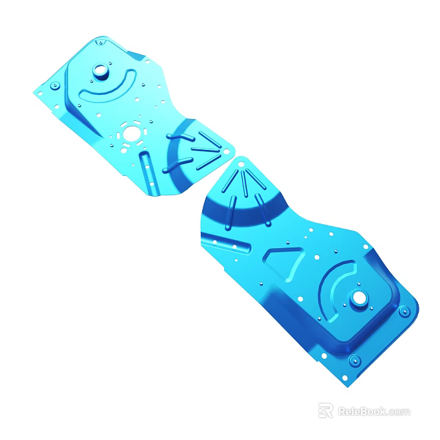 Blue Mechanical Metal Components With Holes Arrow Design And Structure 3d model