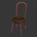 Stylish Wooden Leisure Chair Featuring Curved Backrest Patterned Seat And Slender Legs