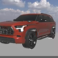 Red Toyota Sequoia SUV Featuring Black Wheels And Modern Bold Design