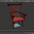 Classic Wooden Single Chair With Slat Back Armrest And Solid Wood Legs