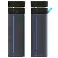 Two Dark Gray Insulated Cups With Black Lids And Green Flip Handles