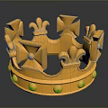 Golden Decorative Crown With Ornate Crosses Floral Patterns And Shiny Surface