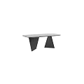 Modern Dining Table With Marble Top And Fluted Metal Legs