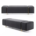 Modern Gray Fabric Sofa Bench With Metal Legs And Three Section Design 3d model