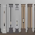 New Chinese Style Column Villa Column Corner Column 3d model