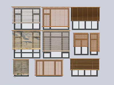 Various Designs of Window Blinds in Different Colors and Sizes for Home Decoration 3d model