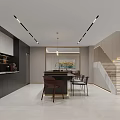 Modern Basement Interior With Sofa Fireplace Art Floor Lamp And Plants