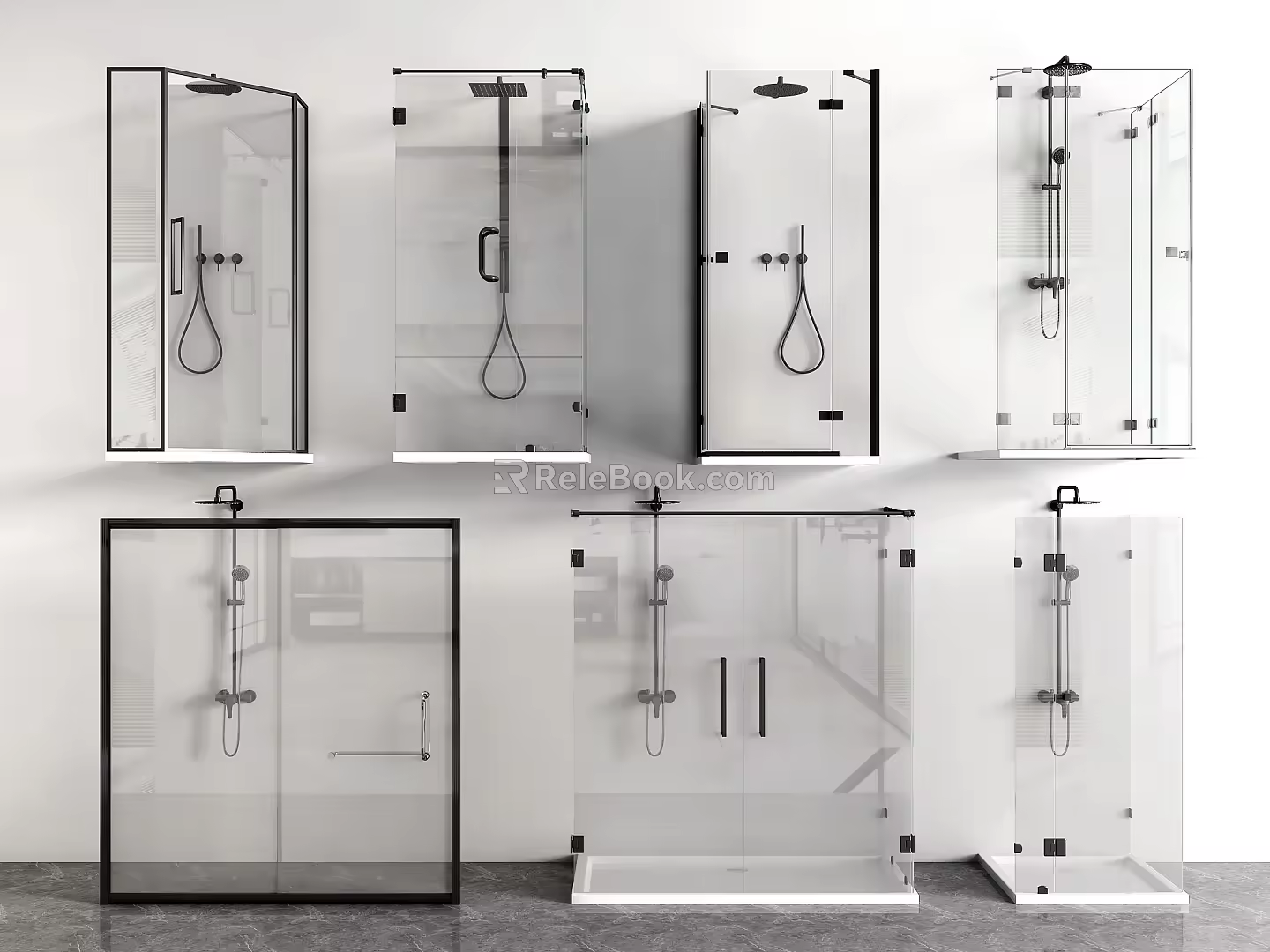 Modern shower room shower partition 3d model