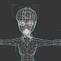 3D Game Movie Character With Red Hair Green Eyes Red Top And Arms Outstretched