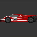 Red and White Racing Car with Number 23 and Streamlined Body Design