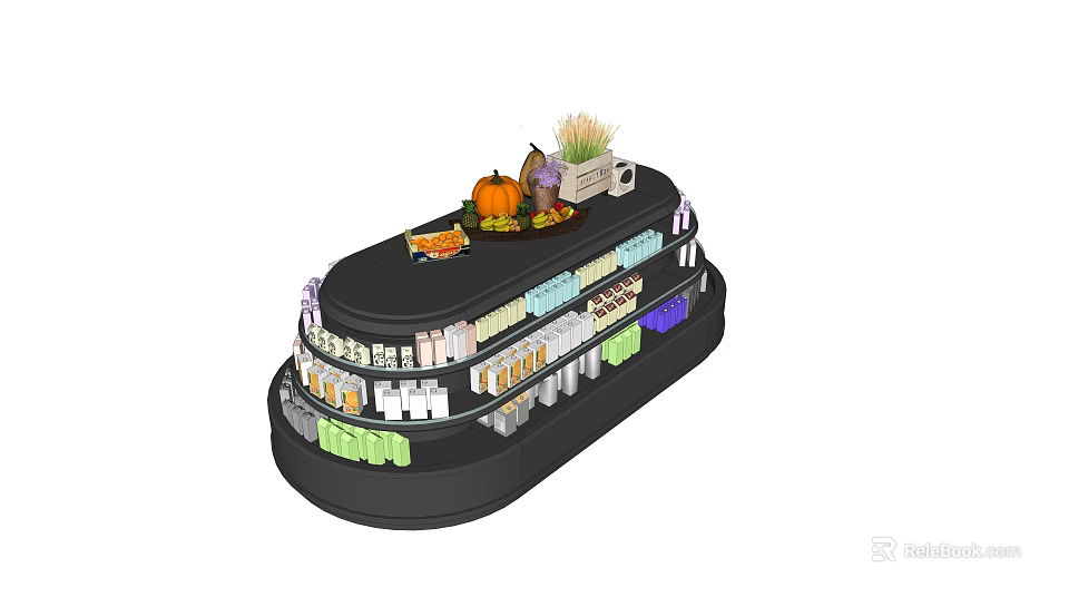 Commercial Display Freezer Multi Layer Design with Food Drinks Storage for Retail 3d model 