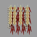 Natural Dried Hanging Corn and Red Chili Peppers as Vegetable Decorations