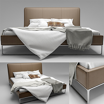 Modern Double Bed Double Bed Combination 3d model