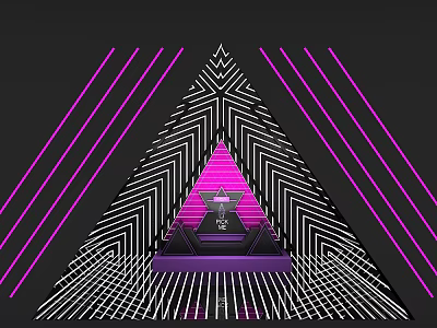 Triangular Photo Spot With Purple White Geometric Lines And Pink Lighting Stage 3d model