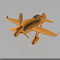 Orange Cosmic Aerospace Model Aircraft With Propeller Wings And Tail Structure 3d model