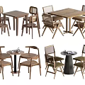 Log style leisure table and chair combination 3d model